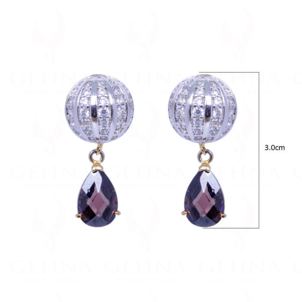 Simulated Diamond & Tourmaline Studded Disc Ball Earrings FE-1001