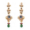 White Topaz, Emerald & Ruby Stone Studded Indian Traditional Necklace Set FN-1001
