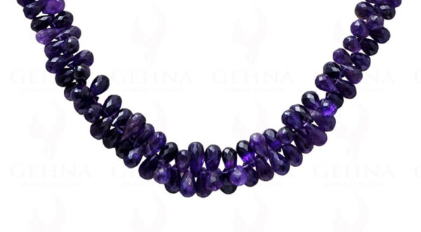 Beautiful African Amethyst Gemstone Faceted Drop Shaped Bead Necklace NS-1001