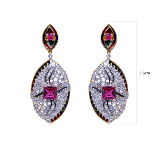 Pink Tourmaline & Cubic Zirconia Studded Pendant & Earring Set FP-1001