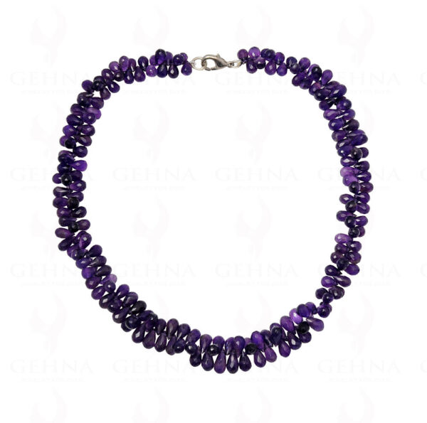 Beautiful African Amethyst Gemstone Faceted Drop Shaped Bead Necklace NS-1001