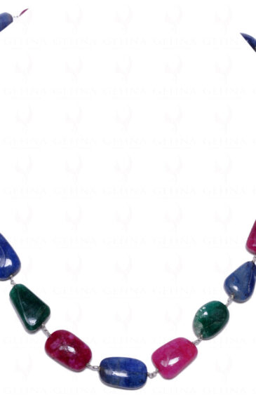 Emerald Ruby Sapphire Gemstone Tumble Chain Linked In .925 Silver CP-1002