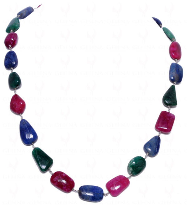 Emerald Ruby Sapphire Gemstone Tumble Chain Linked In .925 Silver CP-1002