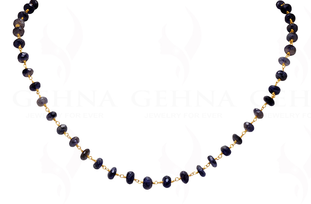 Iolite Gemstone Bead Chain In .925 Sterling Silver CS-1002