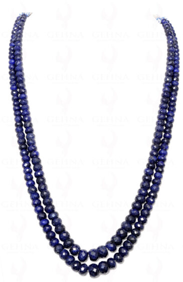 2 Rows Of Sapphire Gemstone Round Faceted Bead Necklace NP-1002