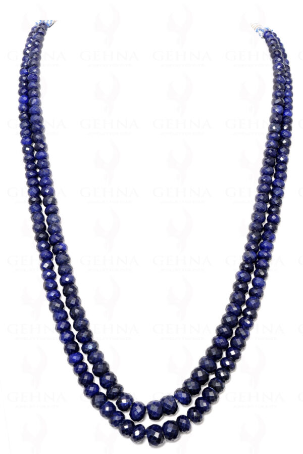 2 Rows Of Sapphire Gemstone Round Faceted Bead Necklace NP-1002