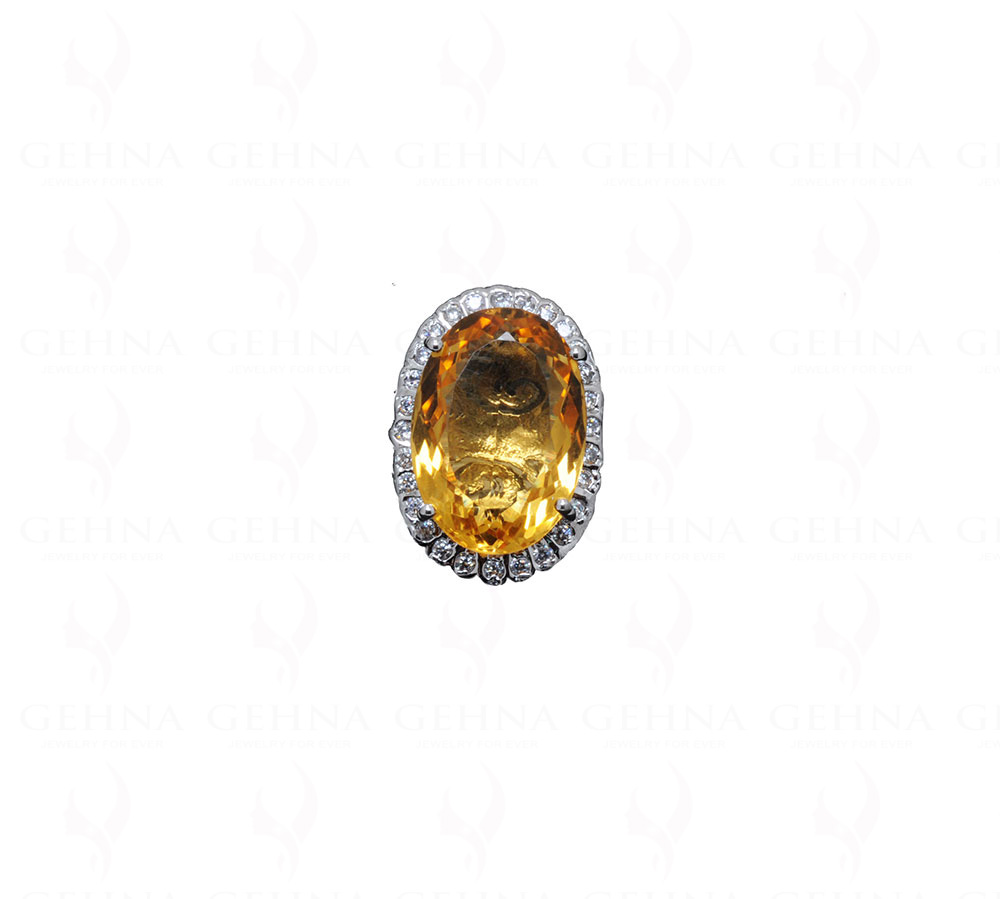 "Aaa" Quality Citrine Gemstone Studded 925 Sterling Silver Cocktail Ring SR-1002
