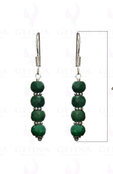 Emerald Gemstone Faceted Earrings Made In .925 Sterling Silver ES-1002