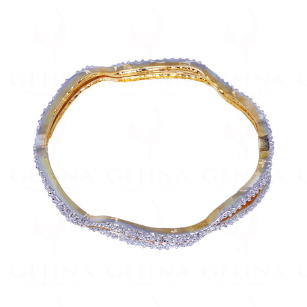 Cubic Zirconia Studded Gold Plated Elegant Pair of Bangles FB-1002