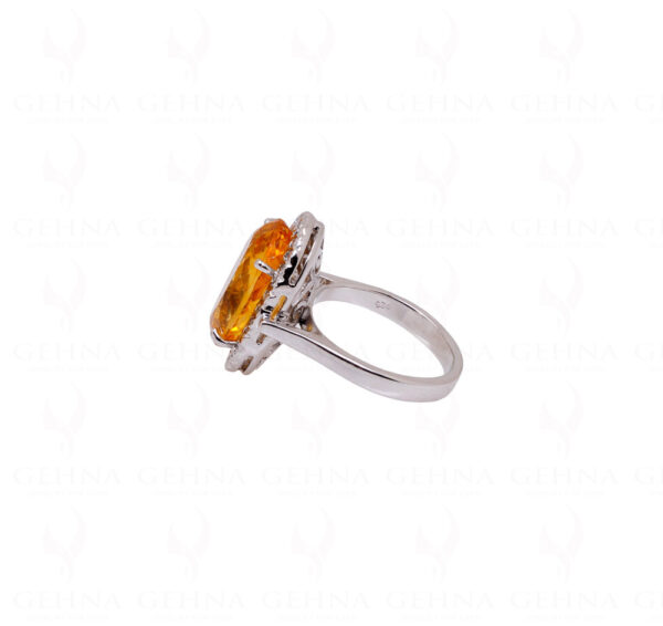 "Aaa" Quality Citrine Gemstone Studded 925 Sterling Silver Cocktail Ring SR-1002
