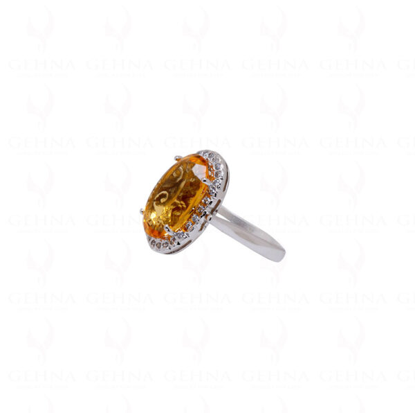 "Aaa" Quality Citrine Gemstone Studded 925 Sterling Silver Cocktail Ring SR-1002