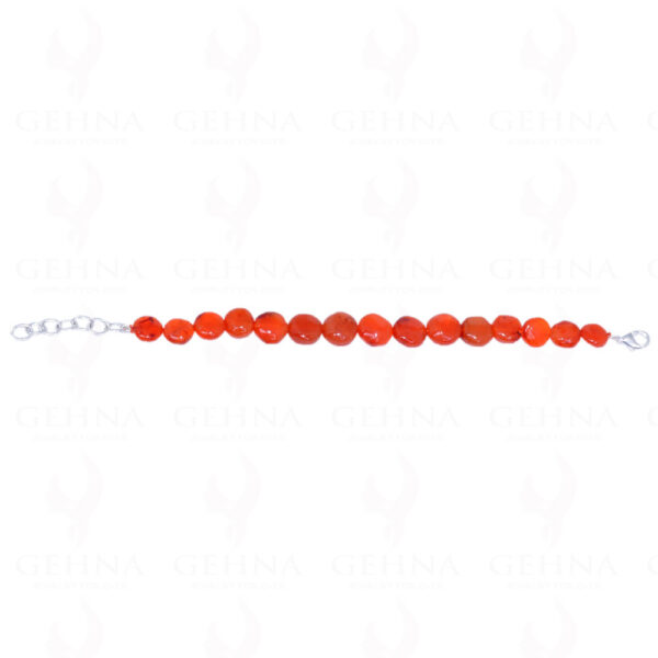 7.5" Inches Cornaline Gemstone Round Shape Bead Bracelet BS-1003