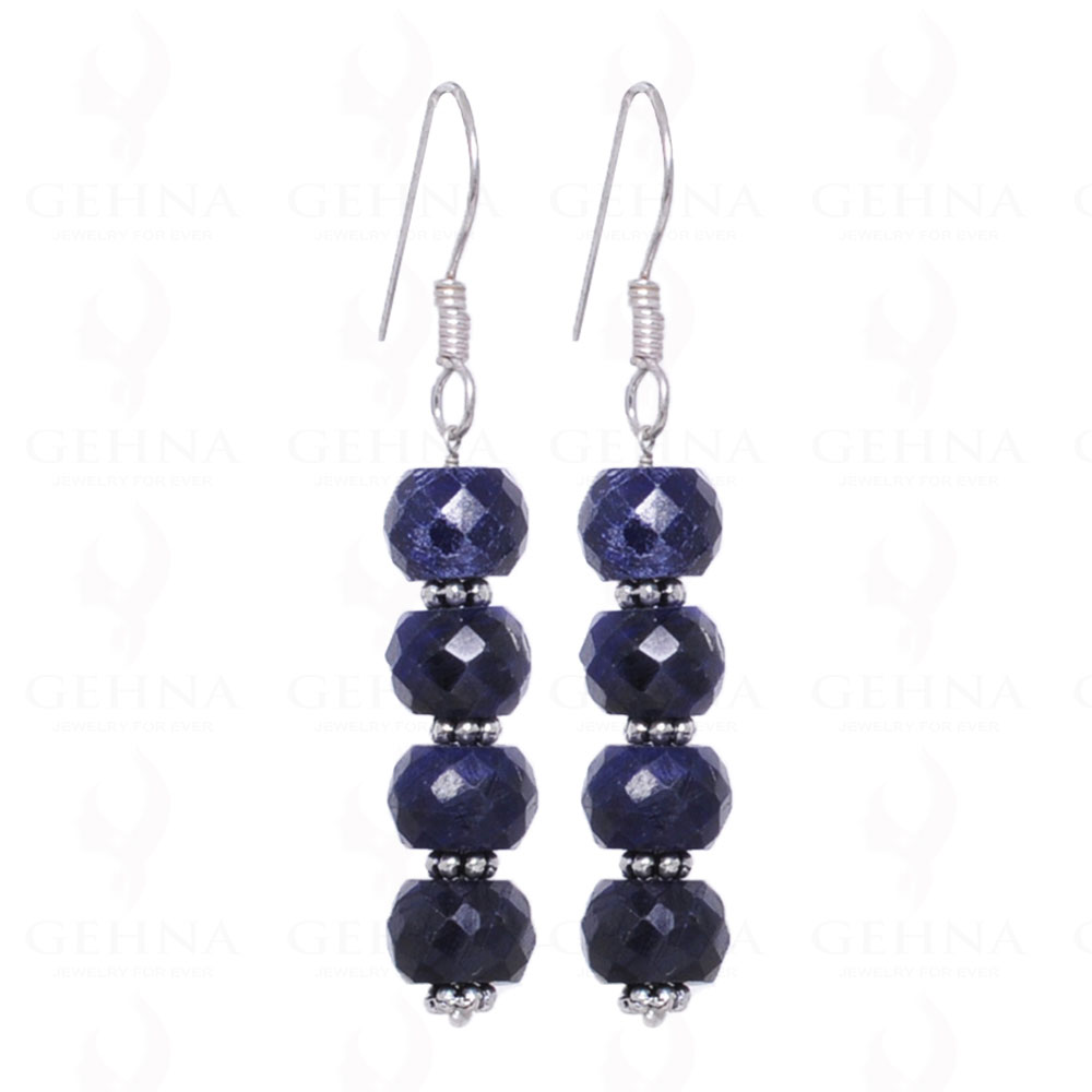 Sapphire Gemstone Faceted Earrings Made In .925 Sterling Silver ES-1003