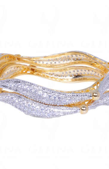Cubic Zirconia Studded Gold Plated Beautiful Pair of Bangles FB-1003