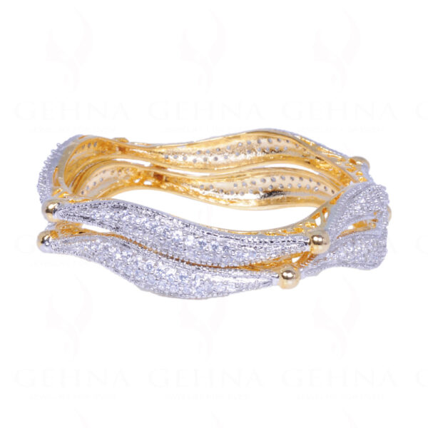 Cubic Zirconia Studded Gold Plated Beautiful Pair of Bangles FB-1003