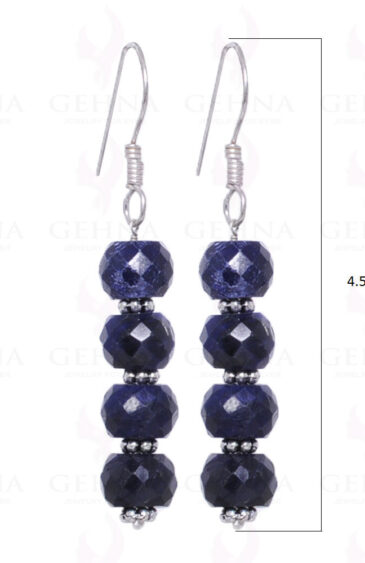 Sapphire Gemstone Faceted Earrings Made In .925 Sterling Silver ES-1003