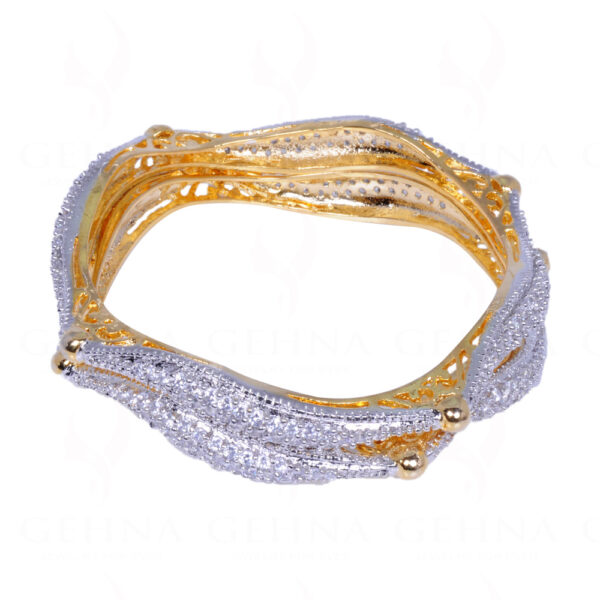 Cubic Zirconia Studded Gold Plated Beautiful Pair of Bangles FB-1003