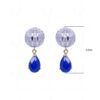 Simulated Diamond & Blue Sapphire Studded Disc Ball Earrings FE-1003