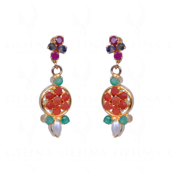 All Time Favourite - Multicolor Stone Studded Necklace & Earring Set FN-1003