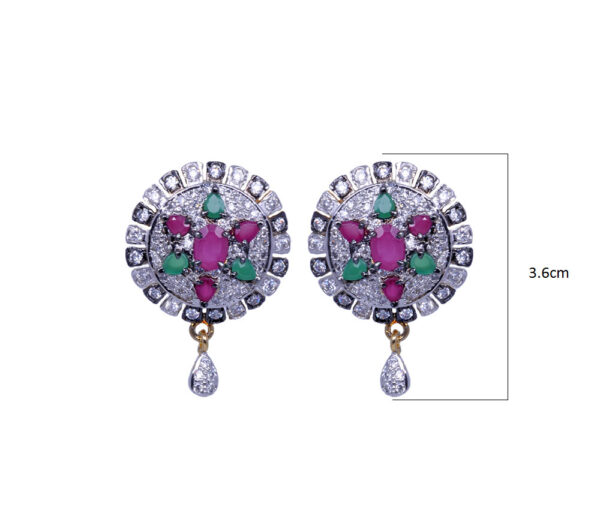 Emerald Ruby & Cubic Zirconia Studded Round Pendant & Earring Set FP-1003