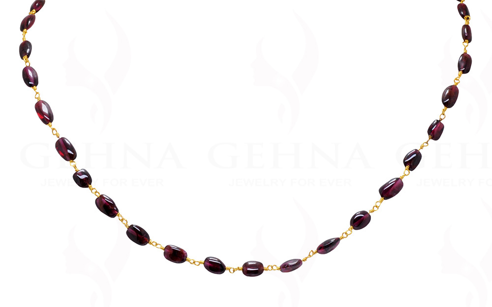 Garnet Oval Shape Gemstone  Chain In .925 Sterling Silver CS-1004