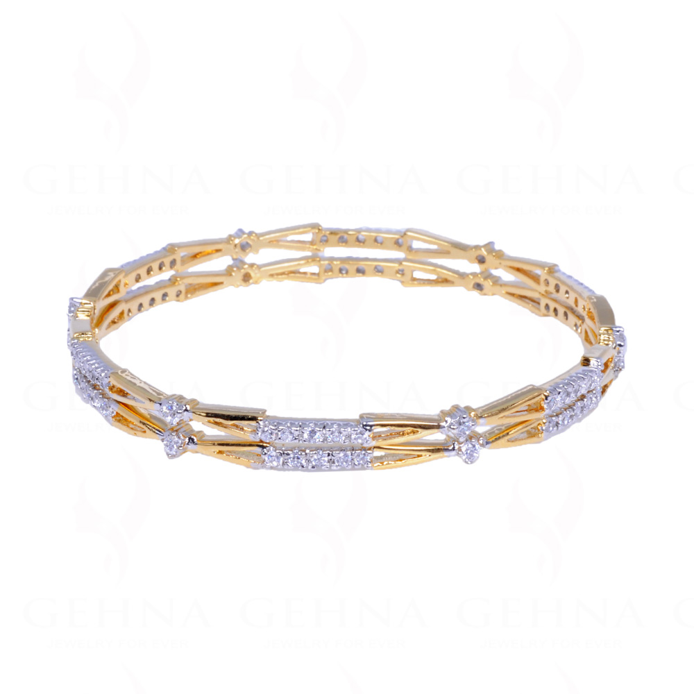 Cubic Zirconia Studded Gold Plated Pair of Bangles FB-1004