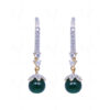 Simulated Diamond & Emerald Studded Earrings FE-1004