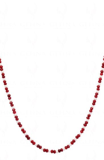 Sea Water Pearl & Ruby Gemstone Round Faceted Bead Strand NM-1004
