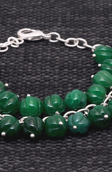 Emerald Gemstone Melon Shape Bead Bracelet BS-1004
