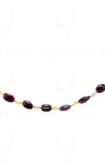 Garnet Oval Shape Gemstone  Chain In .925 Sterling Silver CS-1004