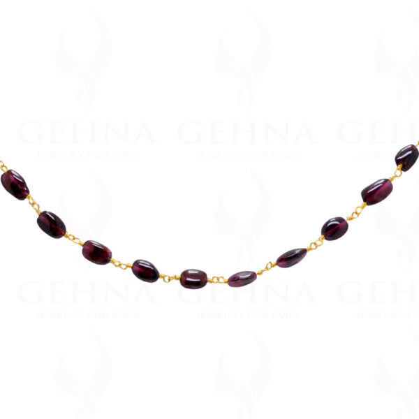 Garnet Oval Shape Gemstone  Chain In .925 Sterling Silver CS-1004