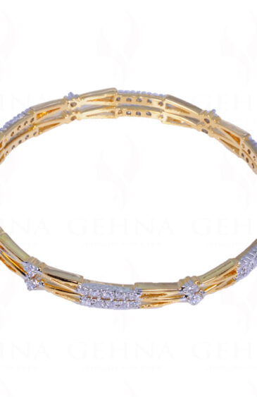 Cubic Zirconia Studded Gold Plated Pair of Bangles FB-1004