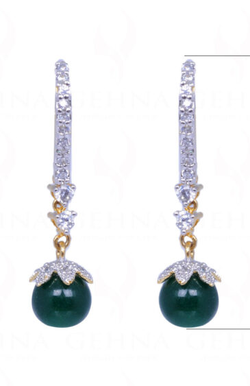 Simulated Diamond & Emerald Studded Earrings FE-1004