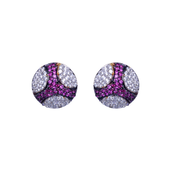 Cubic Zirconia & Pink Tourmaline Stone Studded Pendant & Earring Set FP-1004