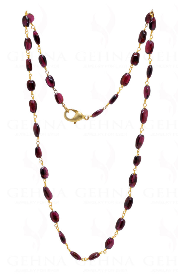 Garnet Oval Shape Gemstone  Chain In .925 Sterling Silver CS-1004