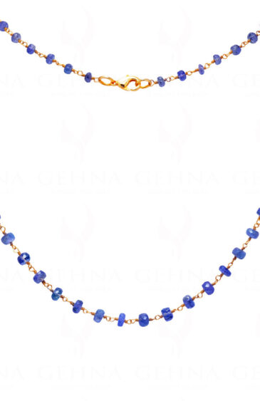 36″ Long Burmish Blue Sapphire Faceted Bead Chain Linked In .925 Silver CP-1005