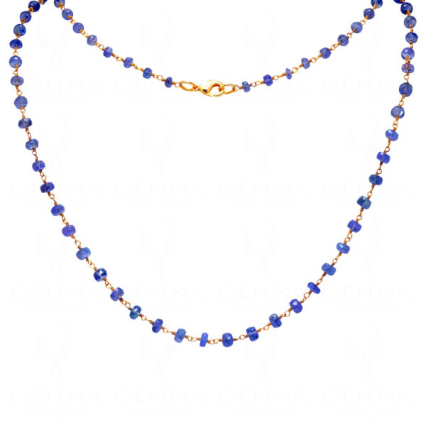 36" Long Burmish Blue Sapphire Faceted Bead Chain Linked In .925 Silver CP-1005