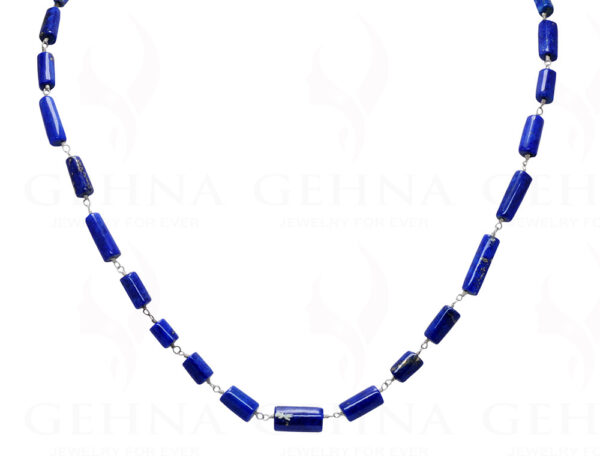 Lapis Lazuli Tube Shape Bead Chain In .925 Sterling Silver CS-1005