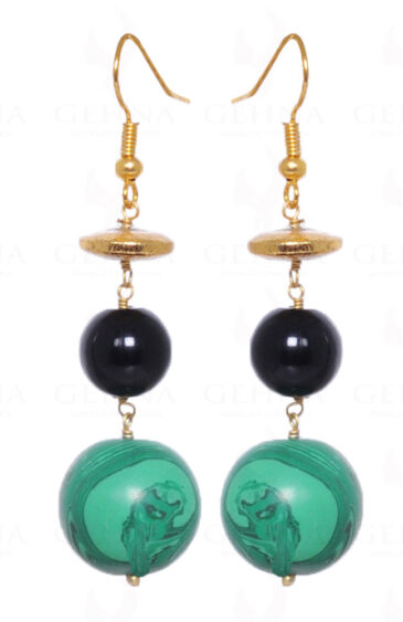 Malachite & Black Onyx Gemstone Earrings Made In .925 Solid Silver ES-1005