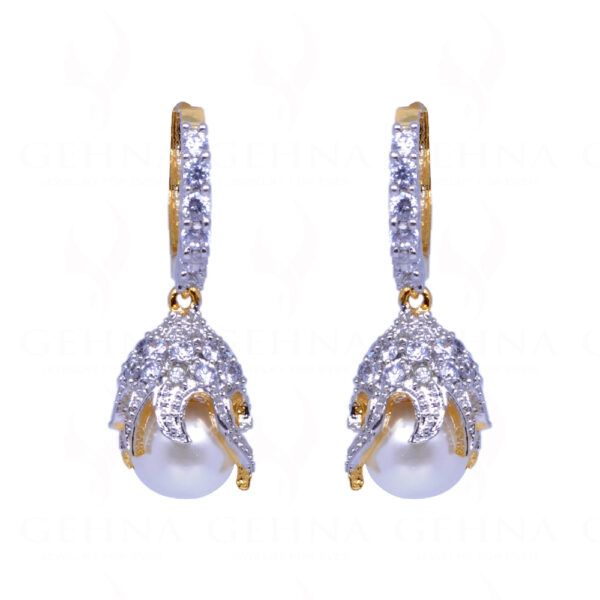 Pearl & Simulated Diamond Studded Festive Earrings FE-1005