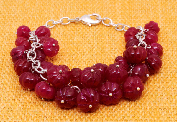 Ruby Gemstone Melon Shape Bead Bracelet BS-1005