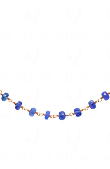 36″ Long Burmish Blue Sapphire Faceted Bead Chain Linked In .925 Silver CP-1005
