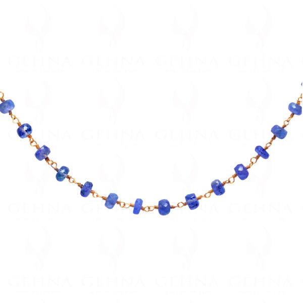 36" Long Burmish Blue Sapphire Faceted Bead Chain Linked In .925 Silver CP-1005