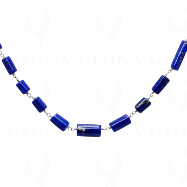 Lapis Lazuli Tube Shape Bead Chain In .925 Sterling Silver CS-1005