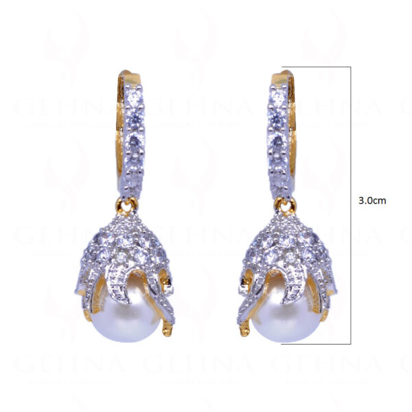 Pearl & Simulated Diamond Studded Festive Earrings FE-1005