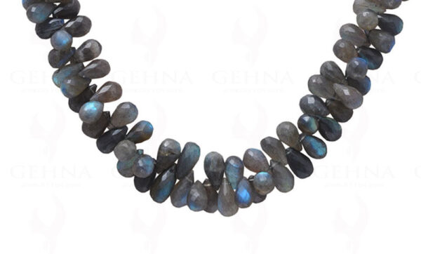 Natural Labradorite Gemstone Faceted Drops Shaded Beaded Necklace NS-1005