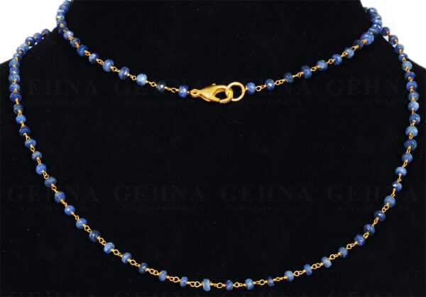 36" Long Burmish Blue Sapphire Faceted Bead Chain Linked In .925 Silver CP-1005