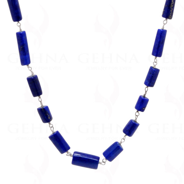 Lapis Lazuli Tube Shape Bead Chain In .925 Sterling Silver CS-1005