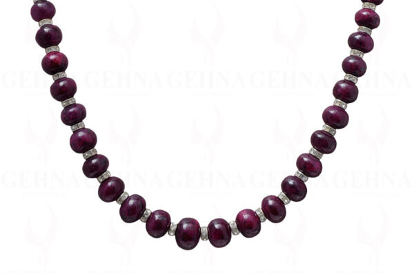 Pearl & Ruby Gemstone Bead Necklace With .925 Sterling Silver Elements NM-1005