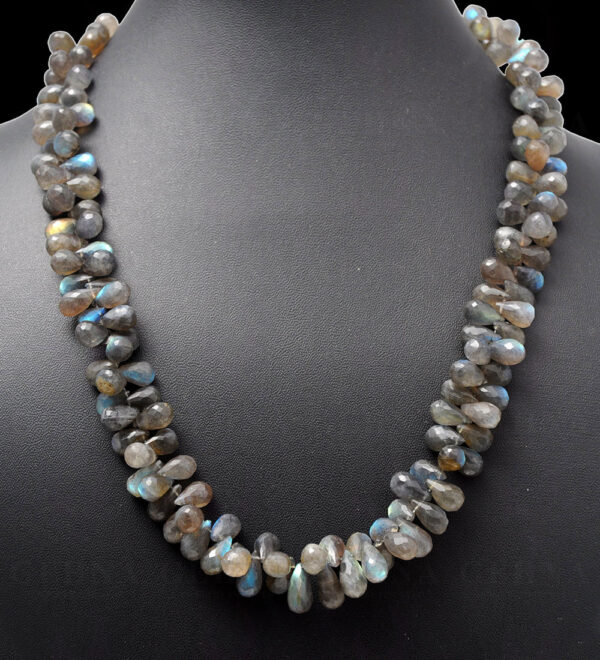 Natural Labradorite Gemstone Faceted Drops Shaded Beaded Necklace NS-1005